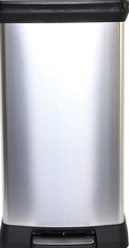 Image of Curver Metal Effect Pedal Touch Slim Deco Kitchen Work Waste Bin 50L - Silver
