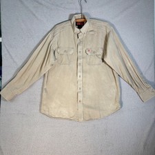 Ariat Work FR Solid Work Shirt Mens Size L Tan Long Sleeve Button Up Workwear