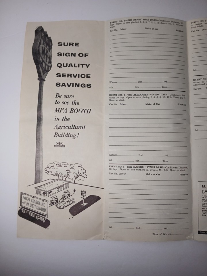 1963 Vintage Missouri State Fair Racing Program Sedalia Missouri ...