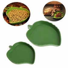 Leaf-Shaped Plastic Reptile Feeder Water & Food Tray for Turtles Small Pets