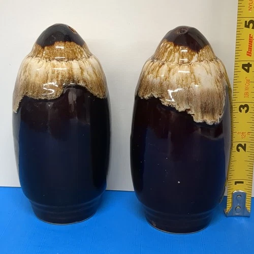 Vintage Salt and Pepper Shakers Brown Drip McCoy Hull Hall Roseville Vtg Pottery