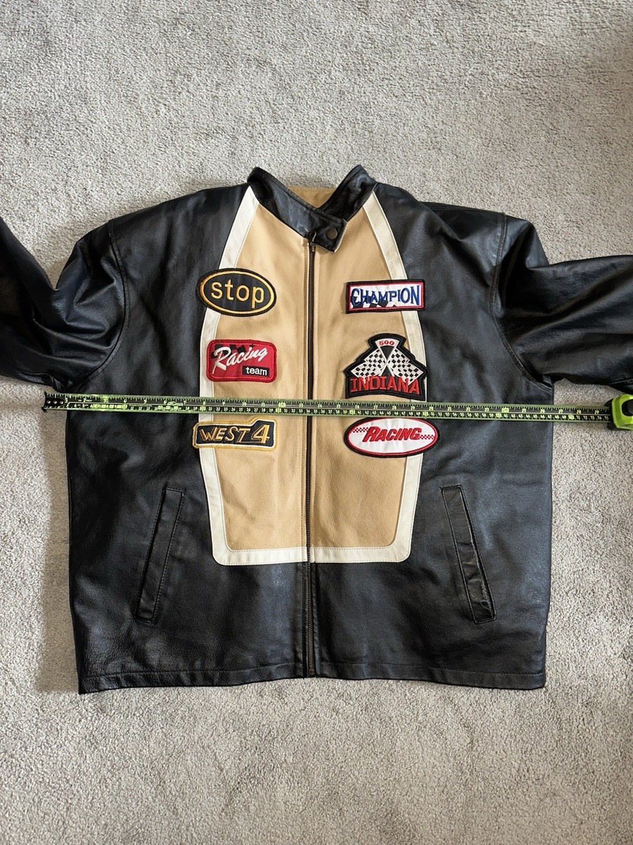 Vintage Motorcycle Racing Jacket With Removable Fleece Liner Men's