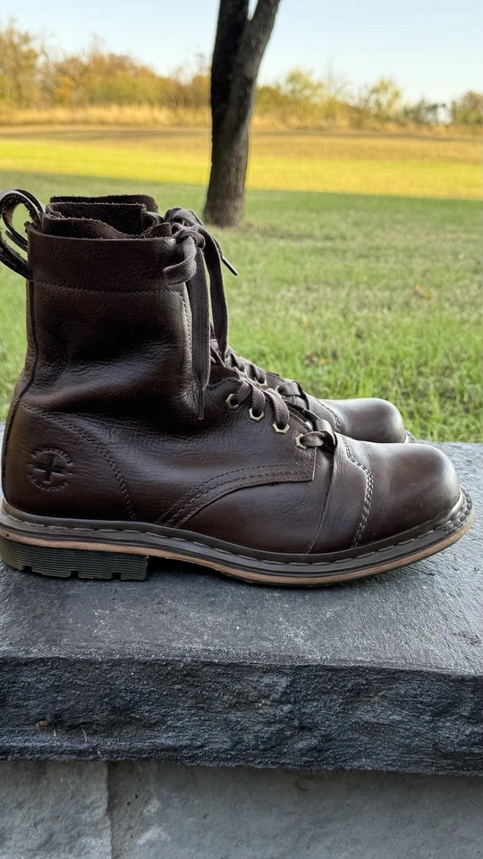 Dr. Martens Pier Botas de Cuero Marrón Para Hombre US 10 Combate Trabajo Diseñador Foto 3 de 4