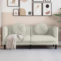 Sofa Mit Kissen 2-Sitzer Creme Samt