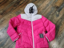 Eddie Bauer Girls Faux Fur Puffer Jacket Hot Pink Size S 7/8 NWT