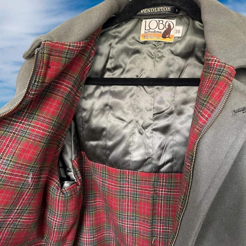 Vintage Pendleton Lobo Men's 38 Virgin Wool Removable Hooded Jacket Coat Zip - Image 2 of 4
