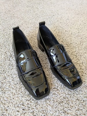 Aeyde Julie Loafers Women's Size 9 Black Patent Leather Square Toe