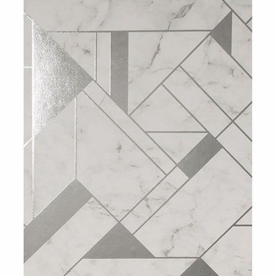 Gulliver Silver Marble Geometric Wallpaper M1467