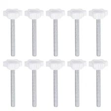 10pcs Star Knob M6 x 50mm Thread 25mm 6-Point Head Stud Hand Clamping Knob White