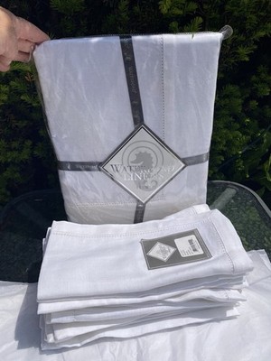 Waterford Linen Addison Tablecloth+10 Napkins Pearl 70X162 Oblong  16-20 $200