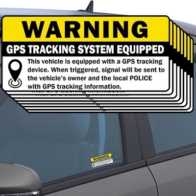 8pc GPS Tracking Sticker Anti-Theft Car Vehicle Warning Sign - Extended Length