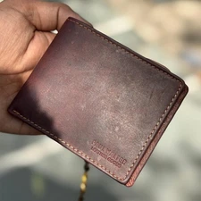 Mens Genuine Leather Biker  Wallet with RFID Blocking, Bifold Wallet