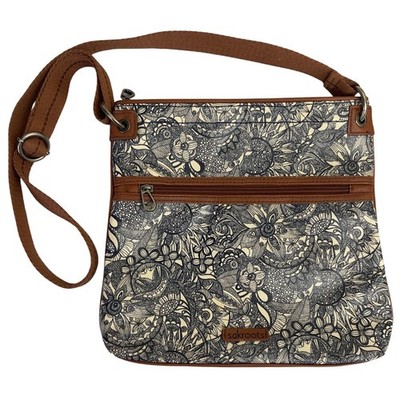 Sakroots Artist Circle Flat Crossbody Navy Spirit Desert Adjustable Zip Pockets