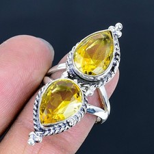 Citrine Handmade 925 Sterling Silver Jewelry Ring US Size 8