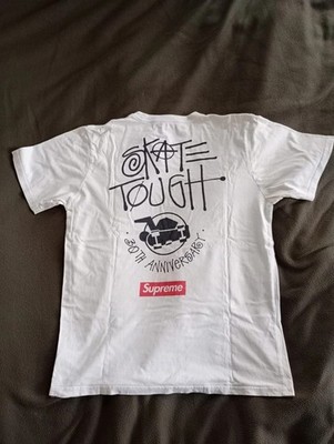 STUSSY X SUPREME 30TH ANNIVERSARY BOX LOGO T-SHIRT WEISS GR. M MEDIUM