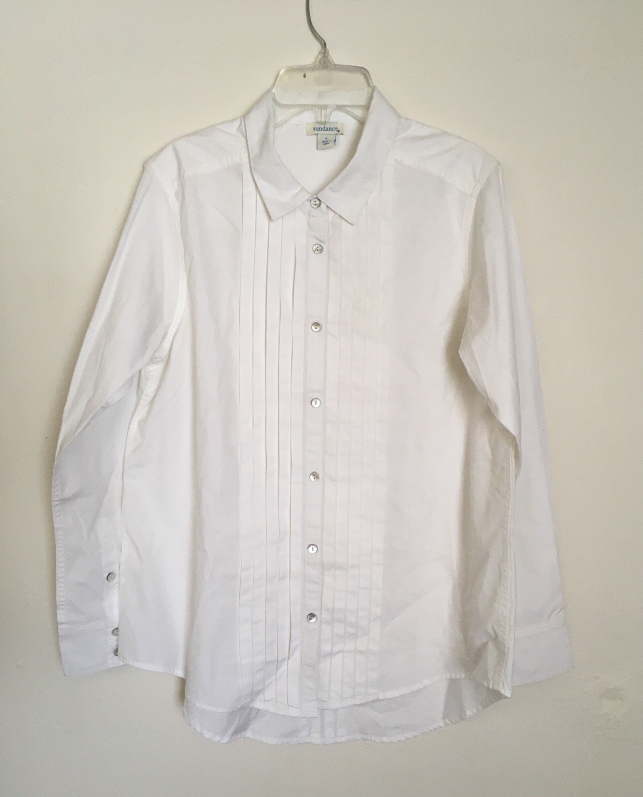 Sundance Women’s  White Button Front Pintuck Blouse Size Small