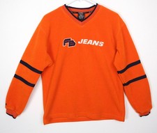 Vintage FB Jeans Fubu Sports Fleece V-Neck Sweatshirt Shirt Orange Hip Hop Y2K