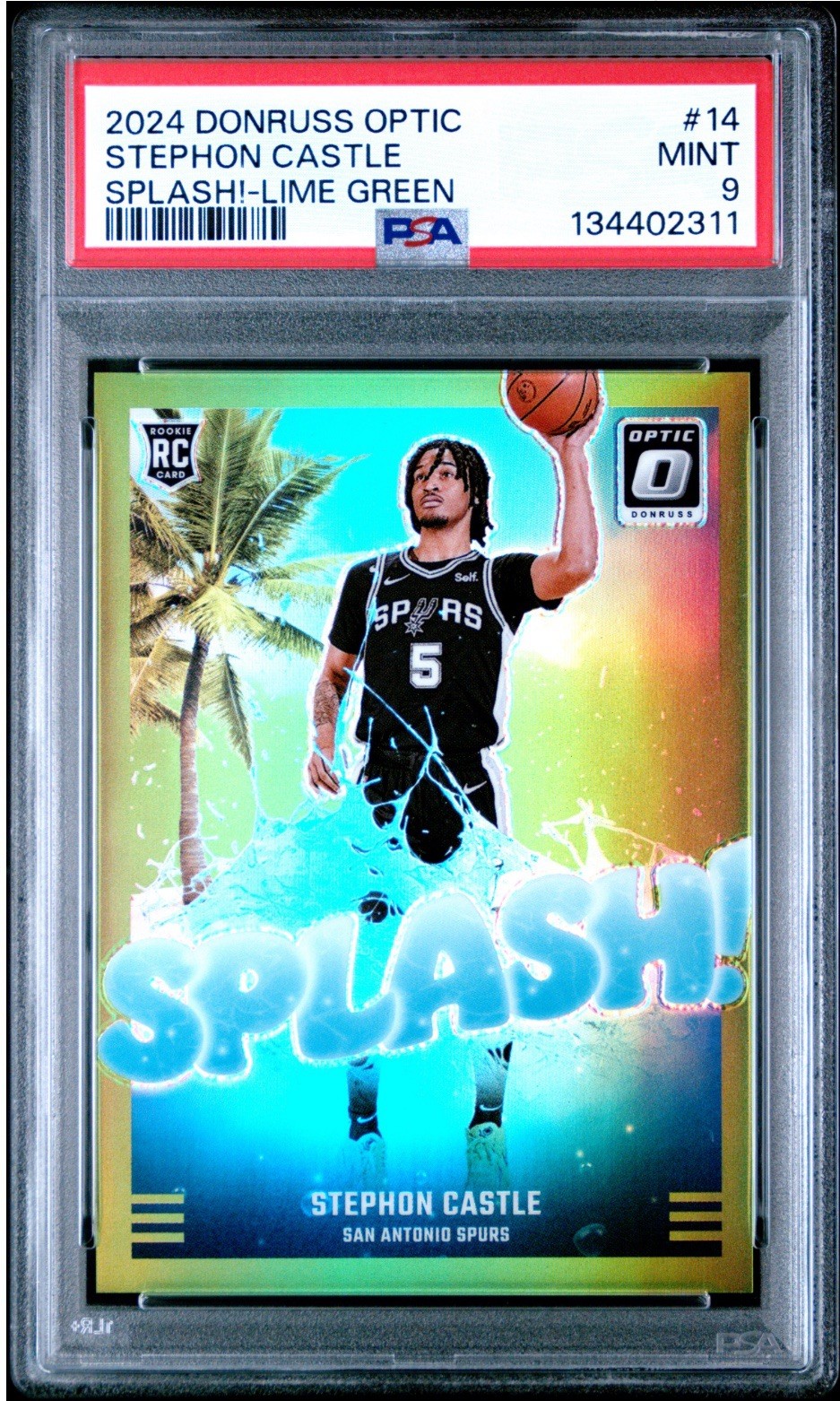 2024 Donruss Optic STEPHON CASTLE Rookie Splash Lime Green /199 ~ PSA 9