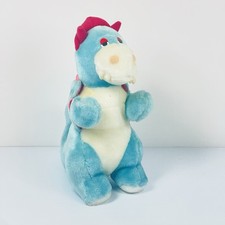 Hasbro Ganz BE MORES Dinosaur Blue Pink  1987 Plush Reversible Dragon Vtg