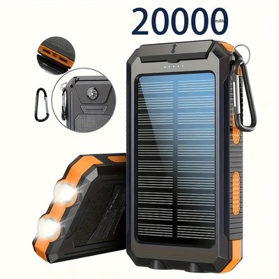 20000mAh Portable Solar Power Bank, Portable Solar Mobile Phone Charger Battery