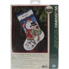Dimensions Counted Cross Stitch Santa Snowman Personalized Christmas Stocking Ki