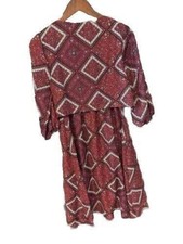 Polagram Fit & Flare Dress Womens Small Micro Floral Balloon Sleeve Boho Prairie