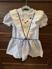Vintage Alyssa Pinstripe Lace Floral Tulip Girls Dress Size 5