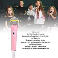 Pink Kids Wired Microphone 3.5mm Plug Low Distortion Portable Music Toy NY