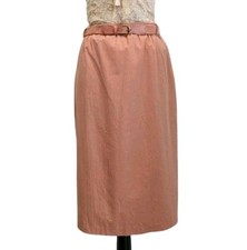 Vintage 80s Skirt 1980s Size 8 Peach Midi Skirt Belt