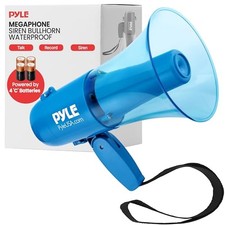 Pyle 30W WaterProof Portable Megaphone Automatic Siren Bullhorn Blue 
