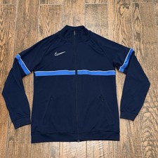 Nike Dri-Fit Academy Knit Mens Blue Full Zip Soccer Track Jacket Size. Large