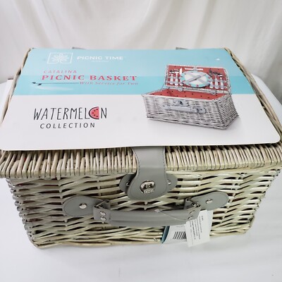 PicnicTime Catalina Basket Watermelon Collection Service 4 Two W/Accessories New
