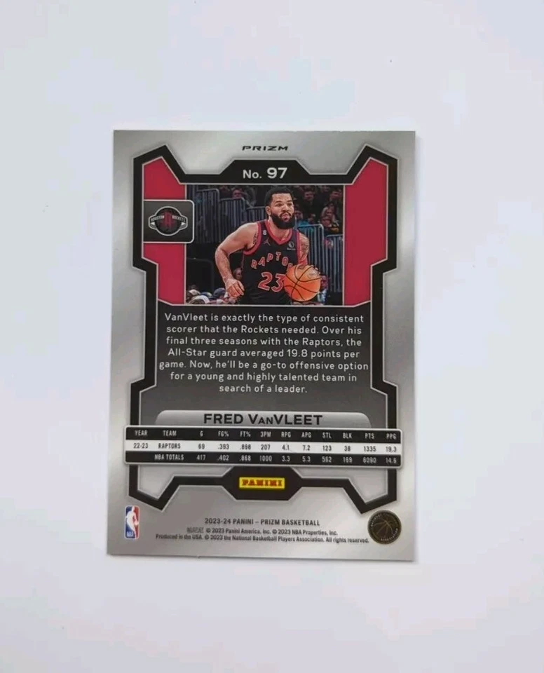 Fred VanVleet 2023-24 Panini Prizm Silver Prizm Rockets Toronto Raptors #97 - Image 2 of 2