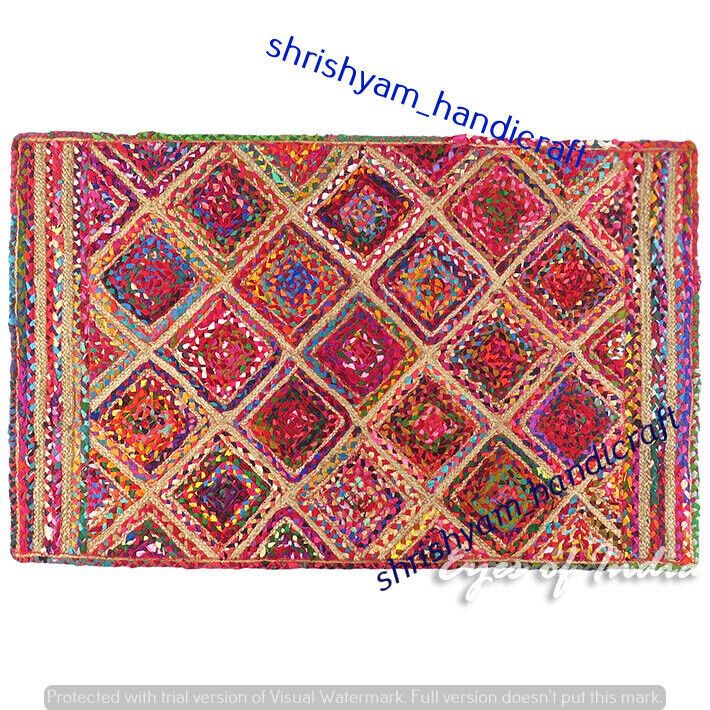 Indian Rugs Cotton Jute Woven Reversible Rug Floor Braided Rug