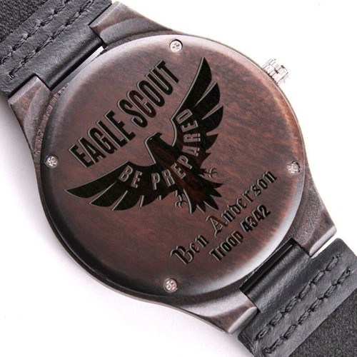 Eagle Scout Personalized Engraved Wood Watch, Court of Honor, Boy Scout Gift - Picture 7 of 9