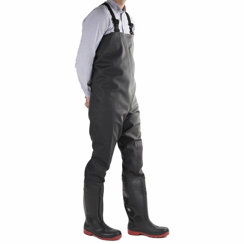Amblers Safety Danube Chest Wader – Schwarze PVC-Stiefel, Gr. 10.5, Mit Stahlkappe