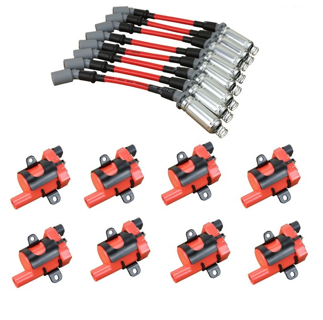 High Performance Heat Shield Spark Plug Wires & Ignition Coils Set For