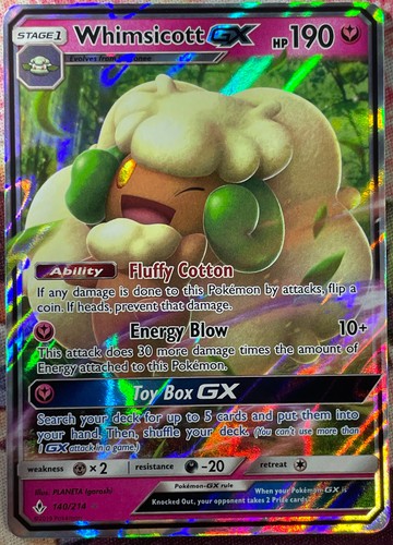 Whimsicott GX Pokémon Card - 140/214 Ultra Rare, Unbroken Bonds Expansion - View #4
