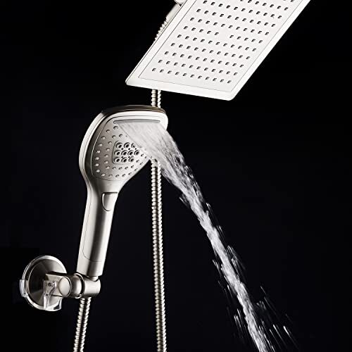 DreamSpa Ultra-Luxury 9" Rainfall Shower Head/Handheld Combo. Convenient Push 