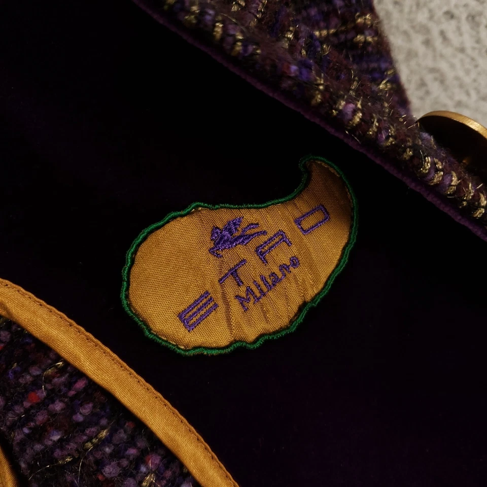 Nueva chaqueta de lana Etro Milano para mujer 6 púrpura 42 blazer moteado texturizado nueva con etiquetas Foto 4 de 4