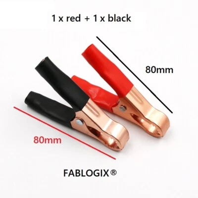FABLOGIX Crocodile Clips 80mm Electrical insulated copper Connectors 50A Alligator Clamps