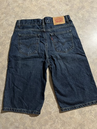 Levi 505 Regular Jean Shorts Youth Boy’s Size 14 Waist 27” Blue Denim 5-Pockets - Picture 2 of 4