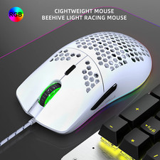 RGB Wired Lightweight Gaming Mouse 6400DPI 1.5m Computer Laptop Game Backlit NEW