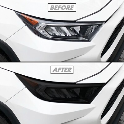 FOR 19-25 Toyota RAV4 Headlight & Fog Light SMOKE Precut Vinyl Tint Overlays