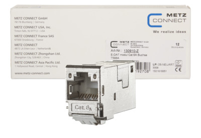 12x METZ CONNECT E-DAT Modul RJ45 Cat.6A Buchse Modulbuchse 130910-Z werkzeuglos