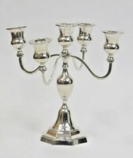 11" CANDELABRA 5 ARMS SILVERPLATED CHROME BRASS CANDELABRA CANDEL STICK HOLDER 