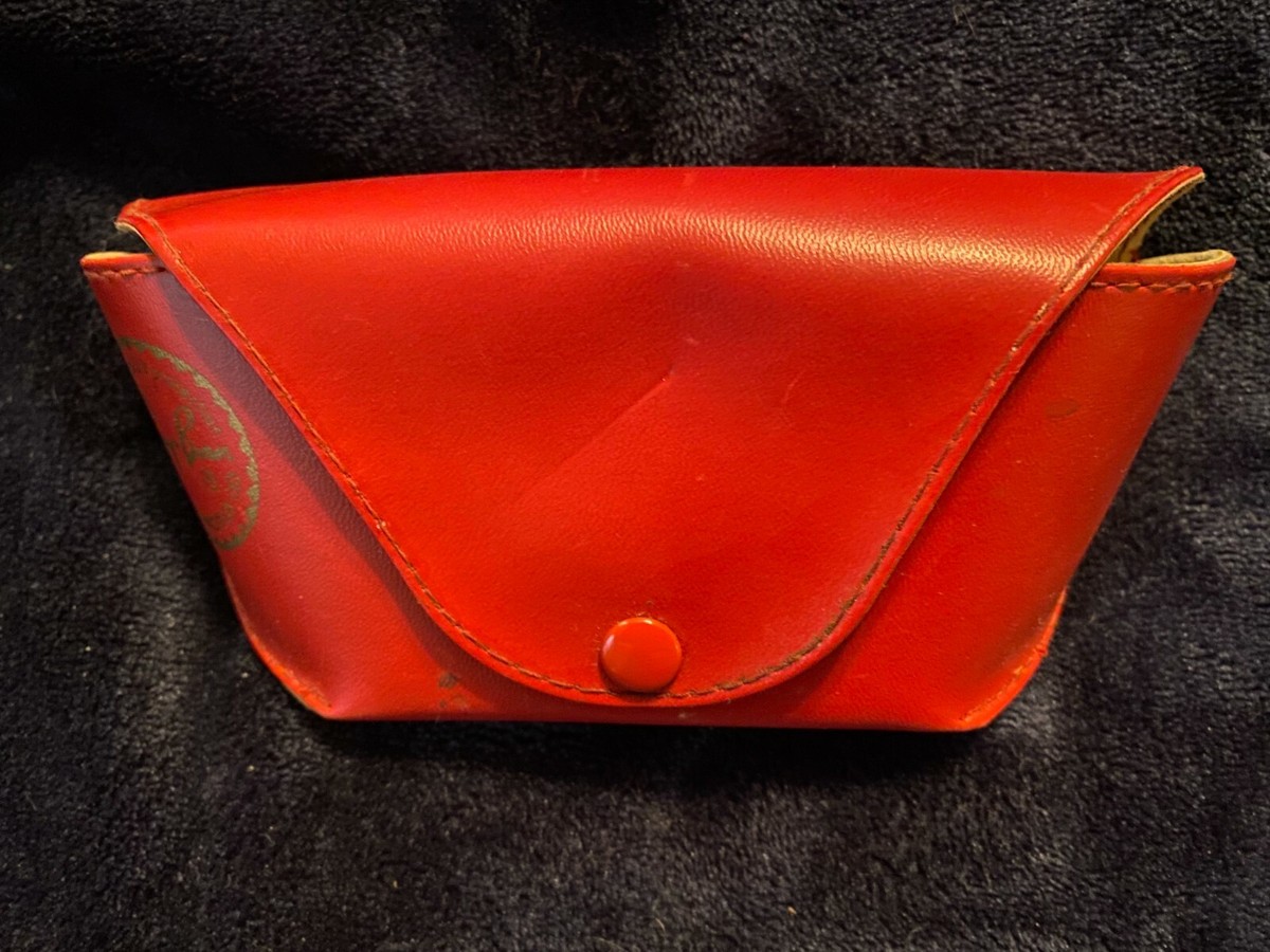 Ray-Ban Sunglasses Case Red With Gold Lettering Snap Closure | eBay