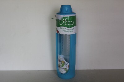 Fruit Infuser Water Bottle by D'Eco Silicone Grip Glass Bottle