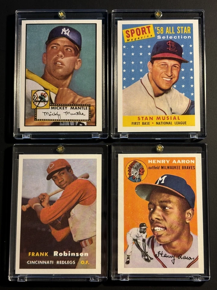 MANTLE ROBINSON MUSIAL AARON LOT (4) 1991 TOPPS PROMOTIONAL BASEBALL CARDS - Image 3 of 4