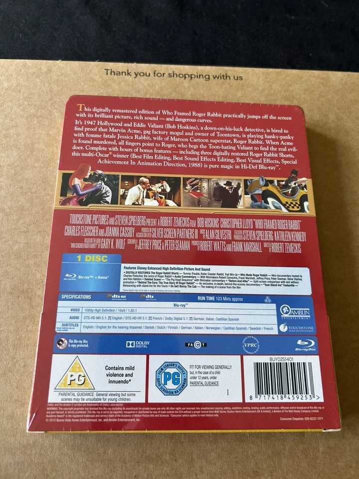 WHO FRAMED ROGER RABBIT - UK EXCLUSIVE BLU RAY STEELBOOK - NEW & SEALED - Image 2 of 4